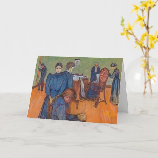 Edvard Munch - Dood in de Sickroom v2 Kaart (Gele Bloem)