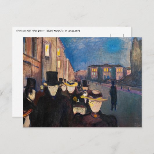 Edvard Munch - Evening op Karl Johan Street Briefkaart (Voorkant / Achterkant)