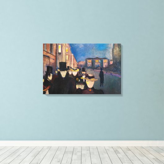 Edvard Munch - Evening op Karl Johan Street Canvas Afdruk (Insitu (Houten vloer))