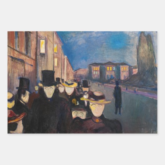 Edvard Munch - Evening op Karl Johan Street Inpakpapier Vel (Voorkant 2)