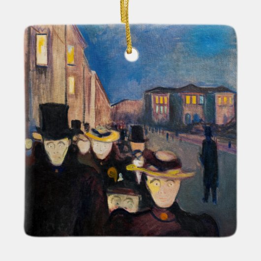 Edvard Munch - Evening op Karl Johan Street Keramisch Ornament (Voorkant)