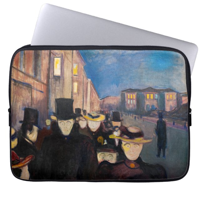 Edvard Munch - Evening op Karl Johan Street Laptop Sleeve (Voorkant)