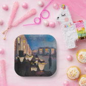 Edvard Munch - Evening op Karl Johan Street Papieren Bordje (Feest)