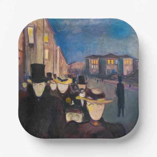 Edvard Munch - Evening op Karl Johan Street Papieren Bordje (Voorkant)