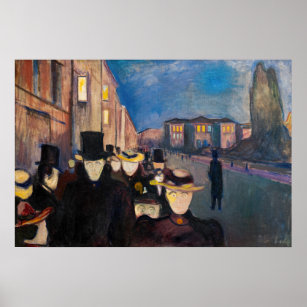 Edvard Munch - Evening op Karl Johan Street Poster