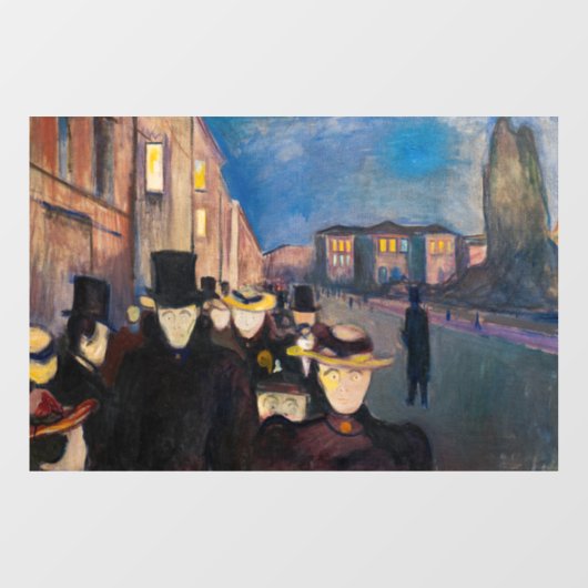 Edvard Munch - Evening op Karl Johan Street Raamsticker (Vel)