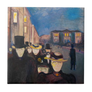 Edvard Munch - Evening op Karl Johan Street Tegeltje