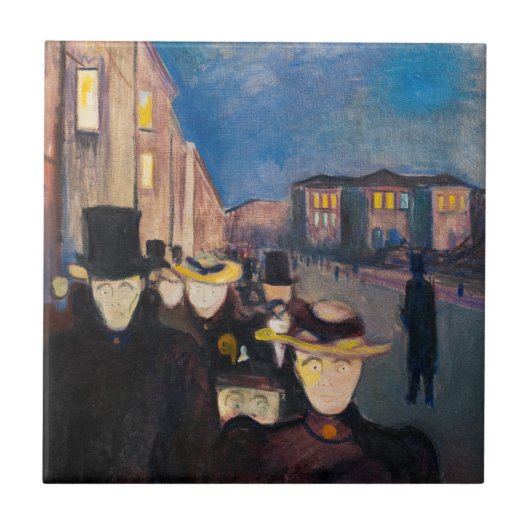 Edvard Munch - Evening op Karl Johan Street Tegeltje (Voorkant)