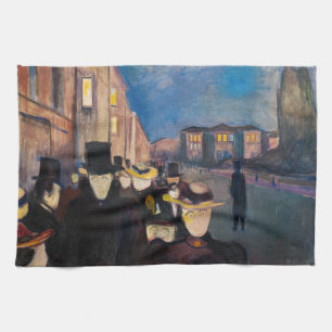Edvard Munch - Evening op Karl Johan Street Theedoek