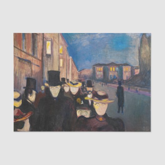 Edvard Munch - Evening op Karl Johan Street Tissuepapier (Voorkant)