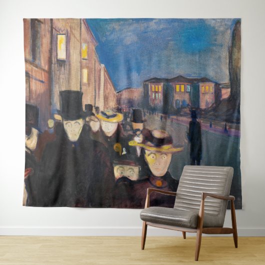 Edvard Munch - Evening op Karl Johan Street Wandkleed (In Situ (horizontaal))