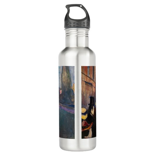 Edvard Munch - Evening op Karl Johan Street Waterfles (Achterkant)