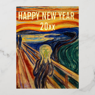 Edvard Munch - Gelukkig Nieuwjaar van The Scream Folie Feestdagen Briefkaart