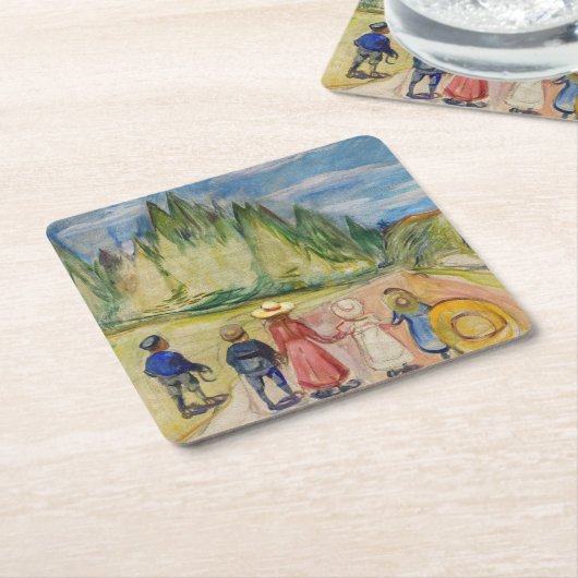 Edvard Munch - Het sprookjesbos Kartonnen Onderzetters (Schuin)