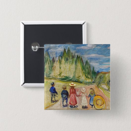 Edvard Munch - Het Sprookjesbos Vierkante Button 5,1 Cm (Voorkant /achterkant)