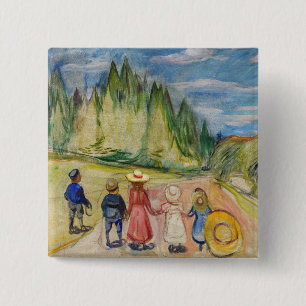Edvard Munch - Het sprookjesbos Vierkante Button 5,1 Cm