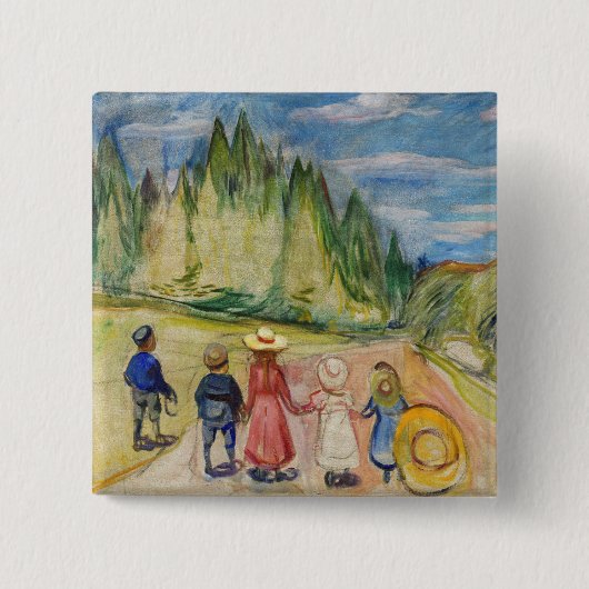 Edvard Munch - Het Sprookjesbos Vierkante Button 5,1 Cm (Voorkant)