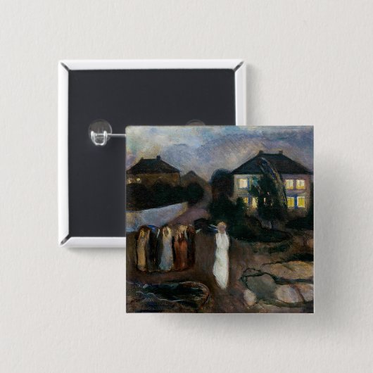 Edvard Munch - Het Storm Vierkante Button 5,1 Cm (Voorkant /achterkant)