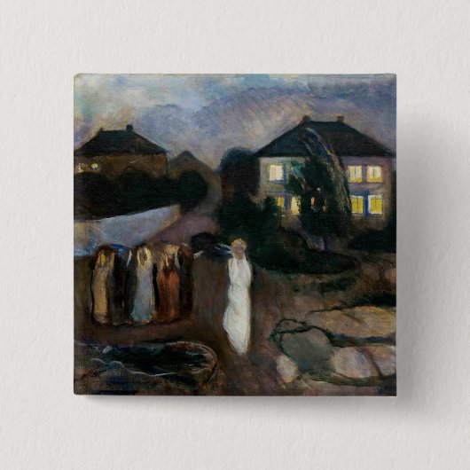 Edvard Munch - Het Storm Vierkante Button 5,1 Cm (Voorkant)