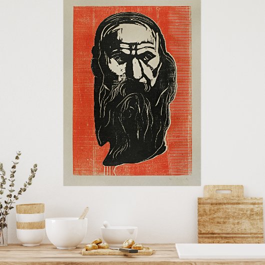 Edvard Munch - Hoofd van een oud Man met baard Poster (Keuken)