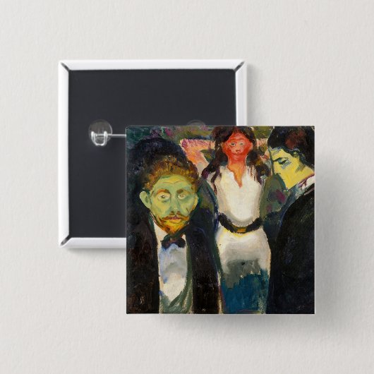 Edvard Munch - Jealousy Vierkante Button 5,1 Cm (Voorkant /achterkant)