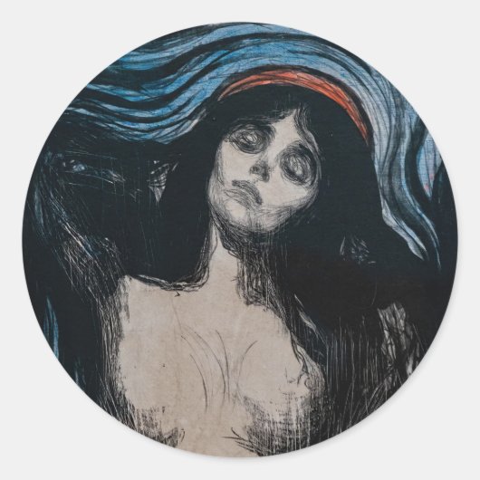 Edvard Munch - Madonna Lithografie Ronde Sticker (Voorkant)