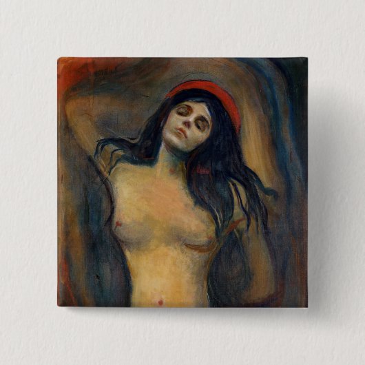 Edvard Munch - Madonna Vierkante Button 5,1 Cm (Voorkant)