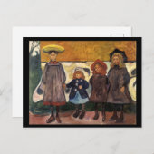 Edvard Munch, meisjes in Asgardstrand, schilderen Briefkaart (Voorkant / Achterkant)