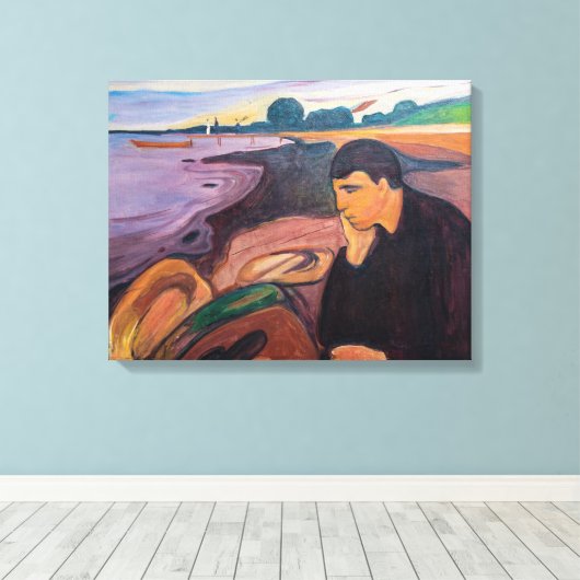 Edvard Munch - Melancholy 1894 Canvas Afdruk (Insitu (Houten vloer))