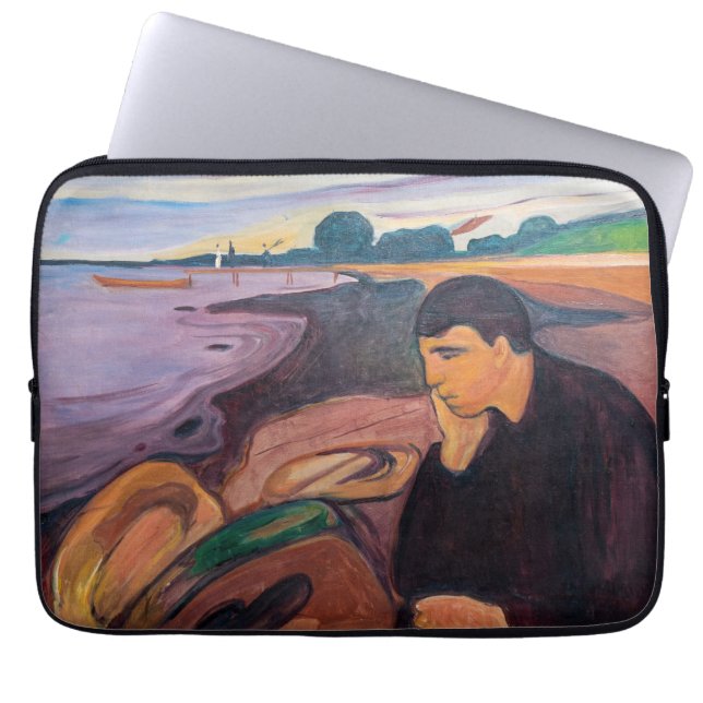Edvard Munch - Melancholy 1894 Laptop Sleeve (Voorkant)