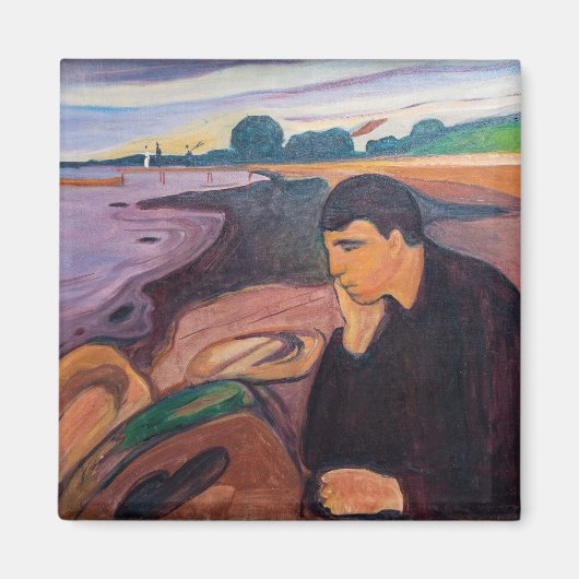 Edvard Munch - Melancholy 1894 Magneet (Voorkant)