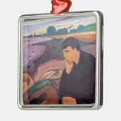 Edvard Munch - Melancholy 1894 Metalen Ornament (Links)