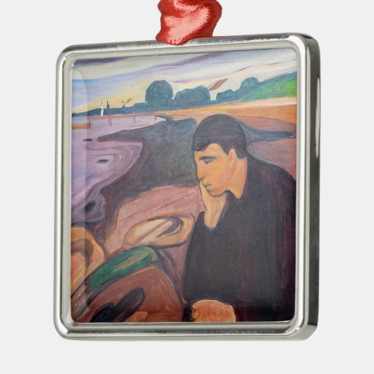 Edvard Munch - Melancholy 1894 Metalen Ornament (Links)