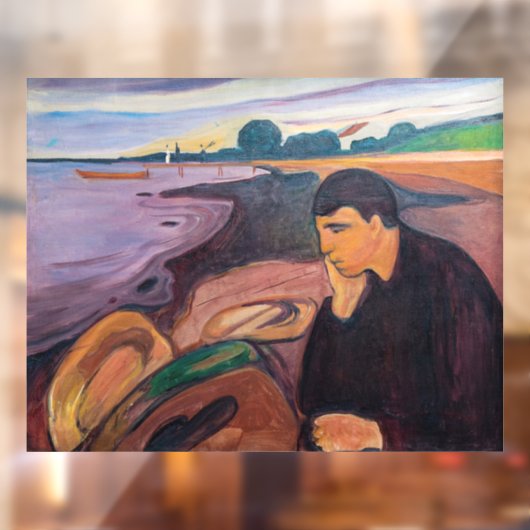 Edvard Munch - Melancholy 1894 Raamsticker (Vel 2)