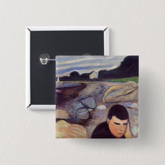Edvard Munch - Melancholy Vierkante Button 5,1 Cm (Voorkant /achterkant)