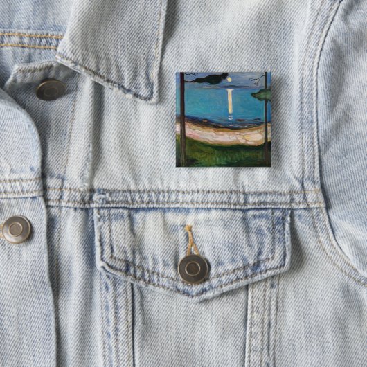Edvard Munch - Moonlight Vierkante Button 5,1 Cm (In situ)