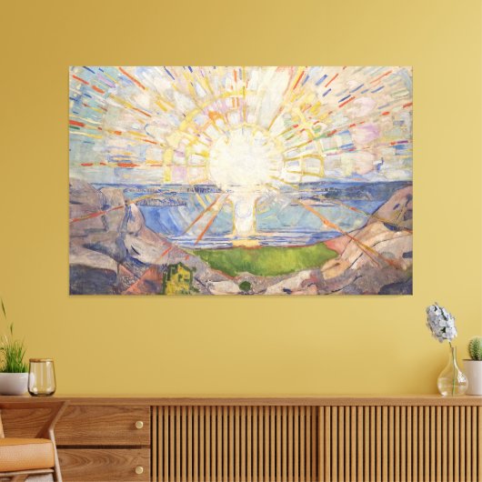 Edvard Munch Muurschildering De Zon (gestolen) (19 Canvas Afdruk (Insitu (Woonkamer))