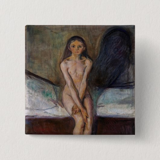 Edvard Munch - Puberteit Vierkante Button 5,1 Cm (Voorkant)