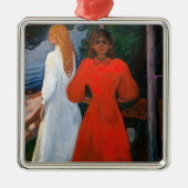 Edvard Munch - Rood en Wit Metalen Ornament (Voorkant)