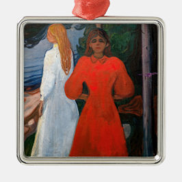 Edvard Munch - Rood en Wit Metalen Ornament