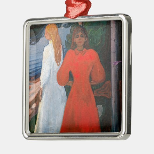 Edvard Munch - Rood en Wit Metalen Ornament (Links)