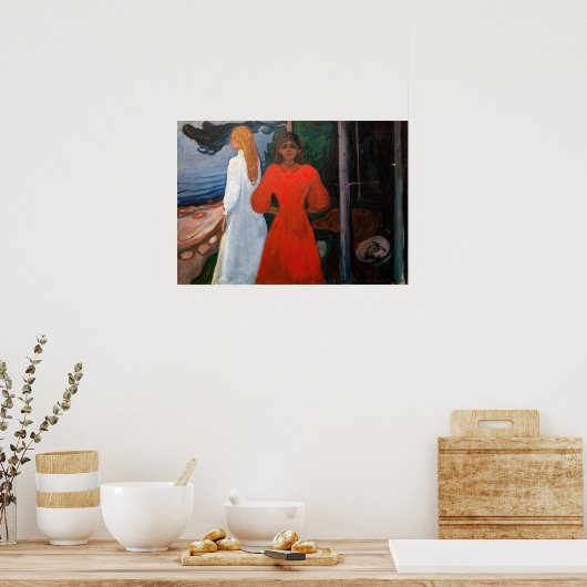 Edvard Munch - Rood en Wit Poster (Keuken)