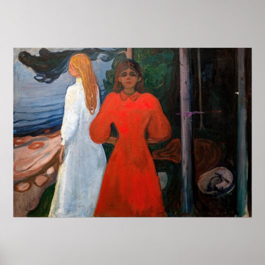 Edvard Munch - Rood en Wit Poster (Voorkant)