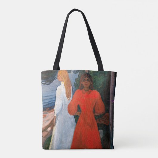Edvard Munch - Rood en Wit Tote Bag (Achterkant)