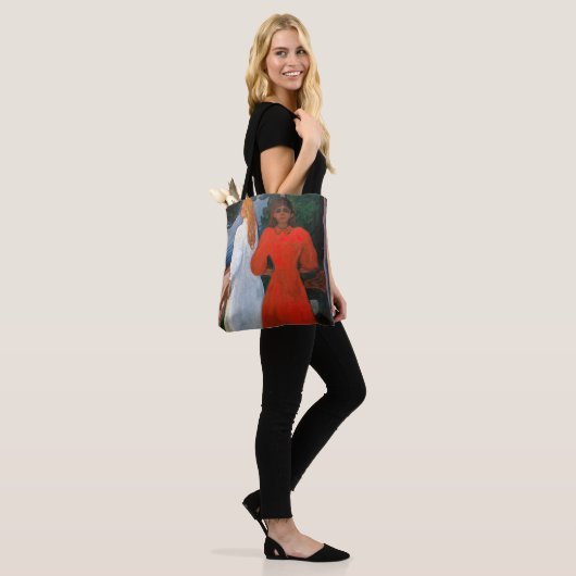 Edvard Munch - Rood en Wit Tote Bag (Op model)