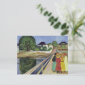 Edvard Munch Schilderen Meisjes op de Brug (c 1902 Briefkaart (Staand voorkant)