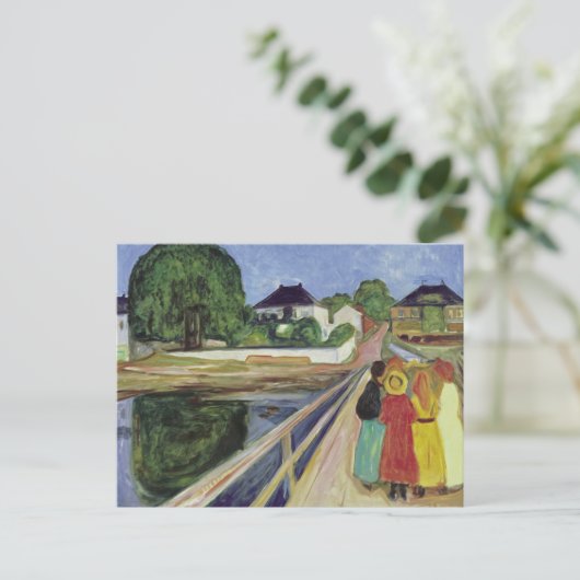 Edvard Munch Schilderen Meisjes op de Brug (c 1902 Briefkaart (Staand voorkant)
