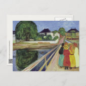 Edvard Munch Schilderen Meisjes op de Brug (c 1902 Briefkaart (Voorkant / Achterkant)