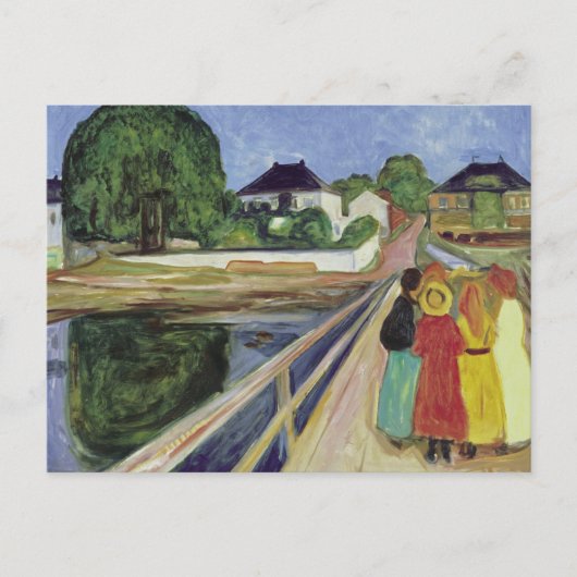 Edvard Munch Schilderen Meisjes op de Brug (c 1902 Briefkaart (Voorkant)