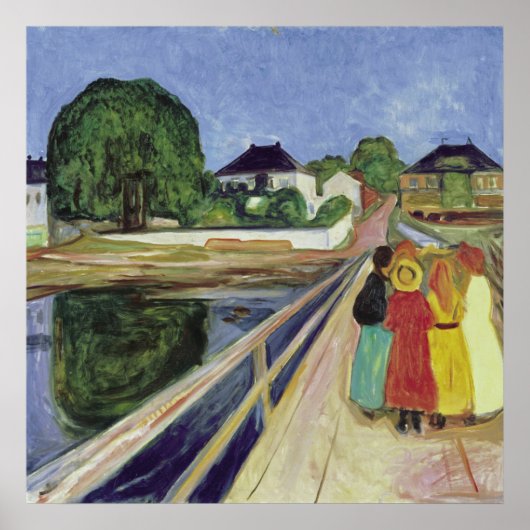 Edvard Munch Schilderen Meisjes op de Brug (c 1902 Poster (Voorkant)